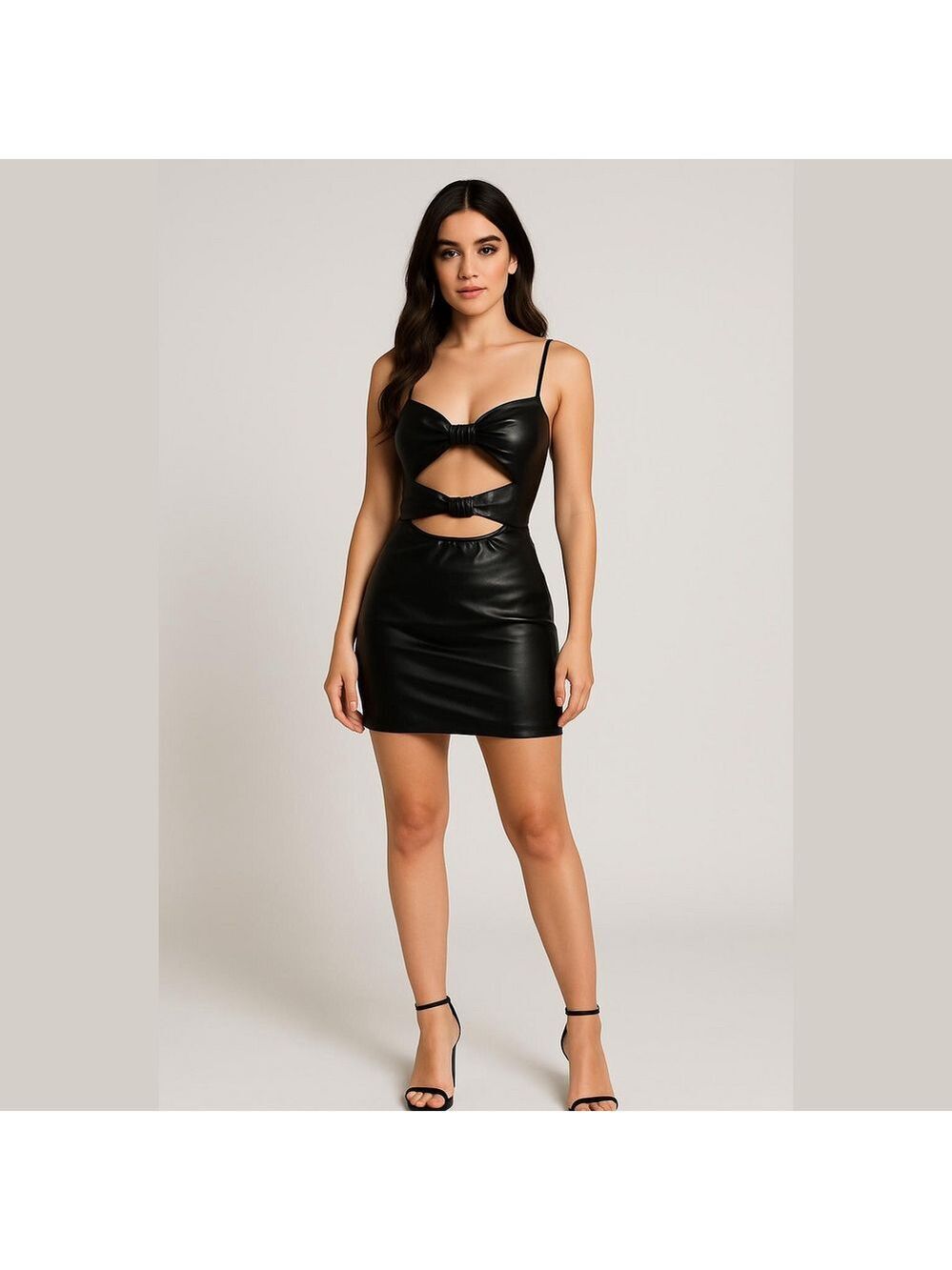 MISSGUIDED Black Cutout Faux Leather Dress Sz 10